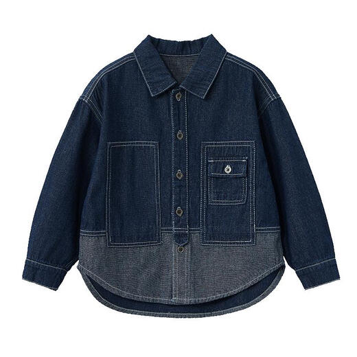 ASK JUNIOR Boys' Jacket 2025 Autumn Medium and Large Children's Denim Jacket Children's Contrast Color Jacket Trendy Blue 160