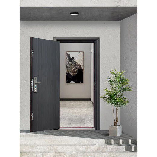 Anti-theft door household entrance door indoor rental room door entrance door outer double door steel engineering single door 2050*960 outsourcing side left opening + mechanical lock