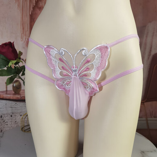 Adult products for men, men's egg-filled bullets separated large size temptation thong hollow large size underwear sexy lace butterfly see-through adult sex toys XL light green (155-200 Jin Jin equals 0.5 kg) bullet separation-opening