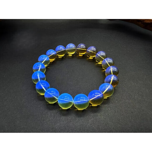 Fat Donglai same style blue amber bracelet 8A water purified round beads gold amber simulation amber bracelet 108 beads for men and women blue amber bracelet + gift box 8mm blue amber bracelet