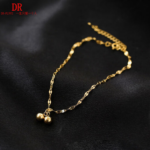 Fat Donglai's same style 18K gold anklet for women with double bells AU750 rose gold that will ring enough K gold double bell anklet