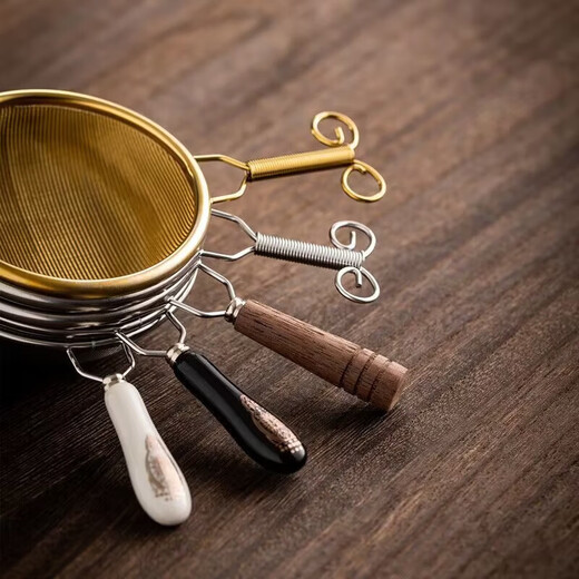 Dekoou 304 stainless steel tea drain fair cup tea filter tea tea water separator filter tea separator tea set tea set stainless steel filter set (small wooden handle) + red handle penguin male cup