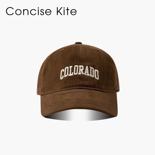 CONCISE KITE hat women's and men's baseball cap sun protection large head circumference sunshade peaked cap outdoor sports spring and autumn versatile embroidery Korean version CK-brown M hat circumference adjustable (54-58cm)