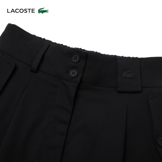 LACOSTE French Crocodile Women's Elastic Pants Waist Frilled Daily Casual Comfortable Versatile Bermuda Shorts FF3880 031/Black 34 155