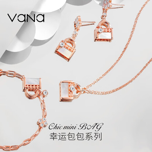 Vana lucky bag silver necklace female pendant clavicle chain graduates day gift for girlfriend and wife necklace rose gold
