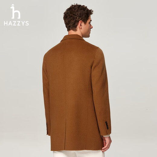 HAZZYS Men's Autumn and Winter Men's Jackets Wool Coats Handmade Woolen Coats Men's ABSZH0ADH21 Camel CM L (175/96A 48)