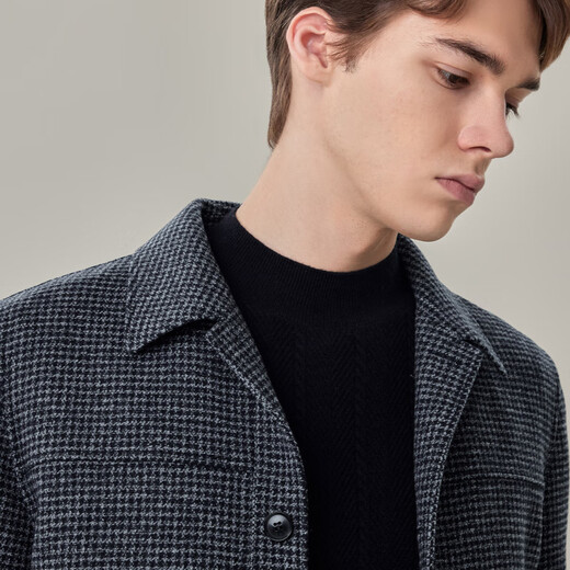 EMZ Ordos 100% sheep wool autumn season jacket classic houndstooth versatile short wool jacket