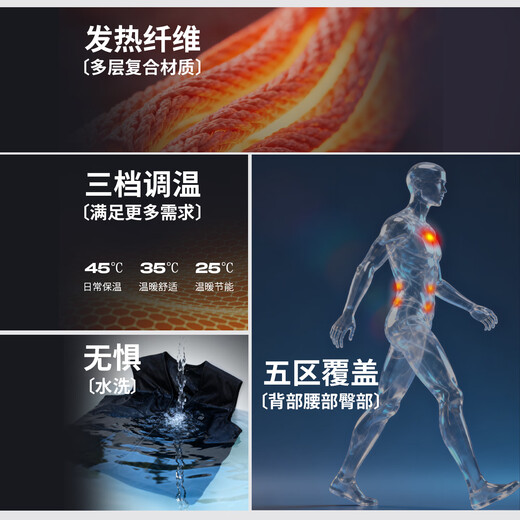 Camper Electric Heating Vest Fishing Suit Men's Coldproof Smart Heating Vest Charging Winter Warmth Black XL