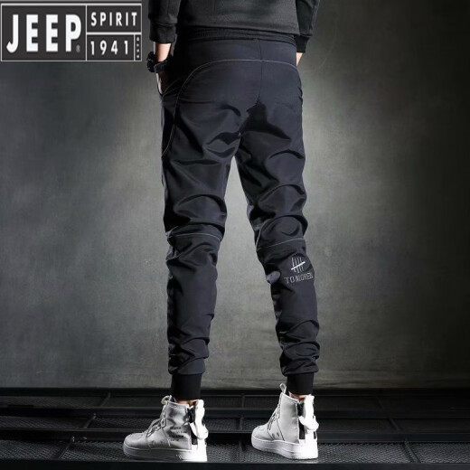 吉普（JEEP）夏季款休闲裤男士束脚2024新款潮流弹力修身冰丝透气速干长裤 KT1124  L 【116-130】