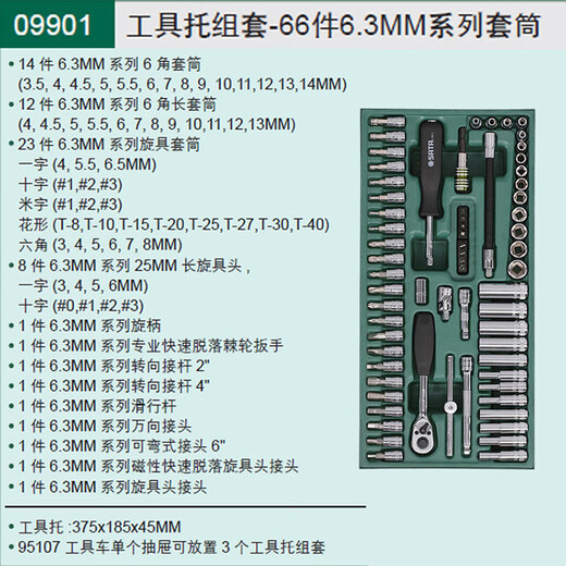 史丹利（STANLEY）工具托组套系列扳手公制英制开口梅花套筒套装 0990109015 9901工 9903工具托组套-27件12.5MM系列 43
