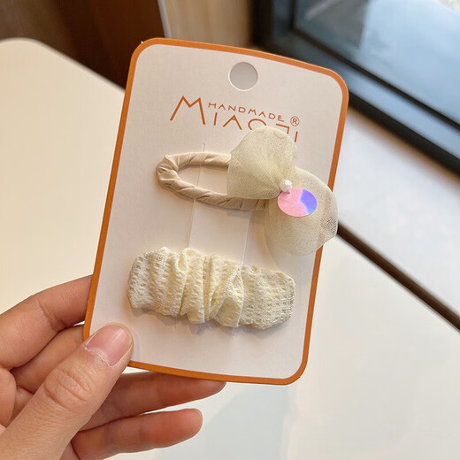 Korean style lace bow clip children's embroidered flower hair clip baby retro hair clip pearl bow pair