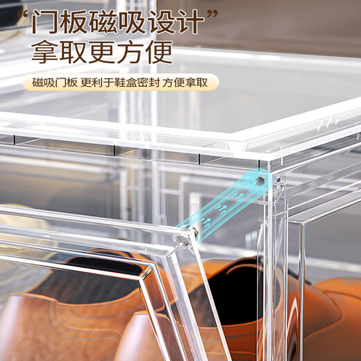 OMANTI shoe box transparent magnetic front opening storage box shoe cabinet acrylic anti-oxidation figure storage box shoe wall display box magnetic front opening white 12 pieces