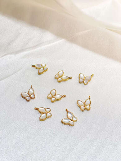 Luruo 18k gold mother-of-pearl butterfly pendant color gold rose gold necklace bracelet pendant au750 gift for girls 18k rose gold pendant + 18k gold chain