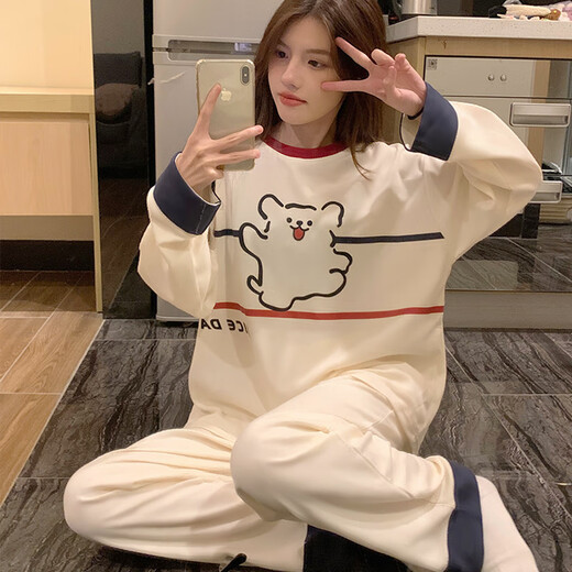 莫代尔长袖睡衣女春秋季小狗卡通可爱学生可外穿2025新款网红家居服套装 16813 KT猫旗舰款 M【建议80-95斤】
