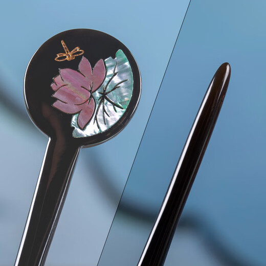 Shilihe original antique style hairpin ox horn hairpin Hanfu hair accessories modern simple mother-of-pearl hairpin gift for girlfriend and best friend Xiaohe hairpin