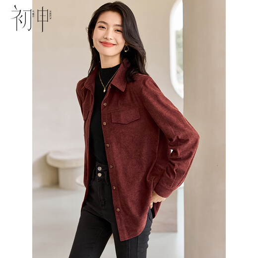 Chushen New Year's jersey red thick long-sleeved shirt for women retro layered casual shirt jacket S144C6003