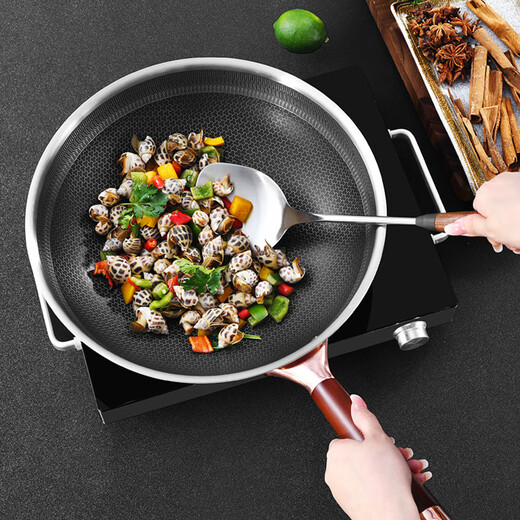 KOBACH 304 stainless steel high-end cooking spatula, soup spoon, colander, walnut solid wood handle, cooking spatula and spatula set, 304 stainless steel spatula and spoon five-piece set (including bracket)