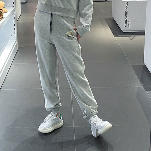 阿迪达斯 （adidas）裤子女裤2025年春季新款运动裤宽松卫裤收口休闲针织长裤 IT9856灰色内里毛圈 L