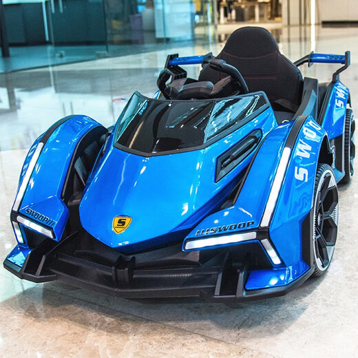 Ha Tong children's electric car, children can sit on it, male and female babies, four-wheel remote control charging toy car stroller, battery car, painted red, four-wheel drive + soft wheel + leather seat + 12V7 battery