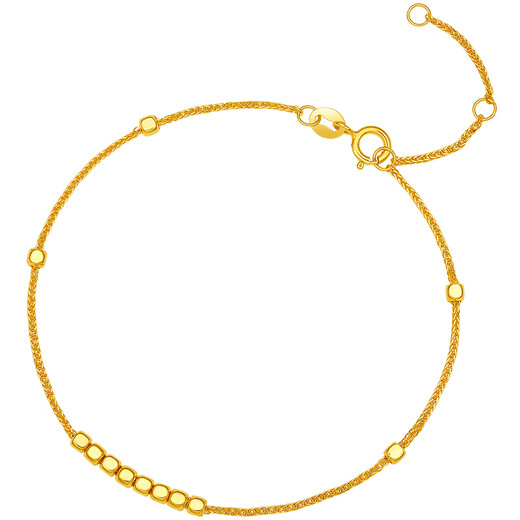 Saturday Lucky Yellow 18K Gold Bracelet Women's Small Sugar Cube Color Gold Bracelet Birthday Gift C0710985 16+3cm