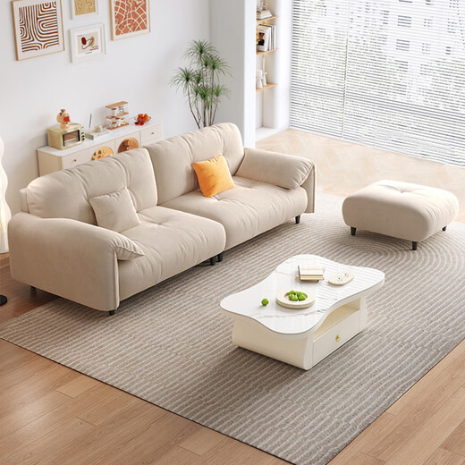 Fergero Fabric Sofa Living Room 2025 New Cream Style Sofa Small Apartment Rental House Direct Sofa 869#1.8m