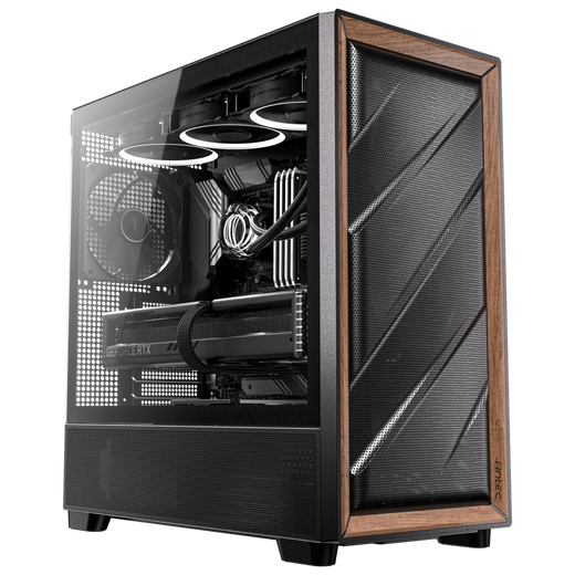 安钛克（Antec)FLUX机箱电脑主机玻璃侧透/实木外观/强劲散热/FLUX风道专利/标配5把风扇 /双位360/E-ATX