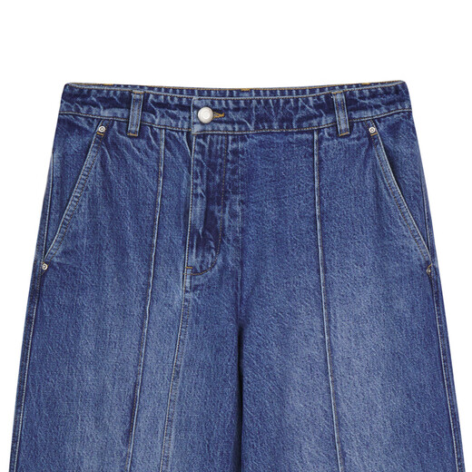 LESS【Samuel系列】不对称门襟设计感棉质直筒牛仔裤女2O0E12170 992牛仔兰 L