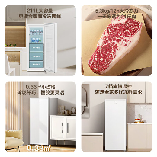 Haier Camellia series 211 liter household vertical freezer breast milk rental drawer type freezer freezer small refrigerator small freezer household BD-211GHW9 national subsidy