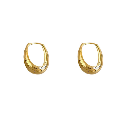Xixuejian high-end gold pigment hoop earrings for women, retro Hong Kong style, simple temperament, water drop earrings, gift for wife, gold G233, a pair of gold geometric earrings