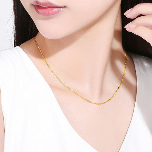 DL 1998 Fat Donglai same style 18k gold plain chain necklace gold-plated 18K gold female clavicle chain Au750 color gold O-shaped chain for girls 18K gold O-shaped chain M buckle