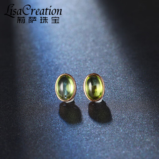 Lisa Wang's peridot green 18k gold earrings for women niche design exquisite simple small earrings earrings green military
