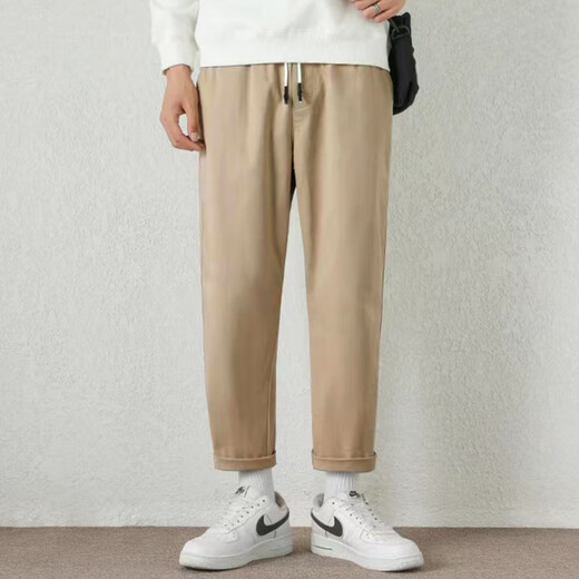 
Jean-Vis summer new casual pants for men loose straight 2025 new conical nine-point summer comfortable pants 9904 light khaki [cotton breathable high quality] XL