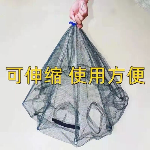 Fish and shrimp net cage, ground net, lobster net, ground dragon fish net cage, can only enter fishing net, fishing net cage, shrimp cage, eel cage, upgraded and enhanced version with 4 holes + drawstring + 1 pack of bait