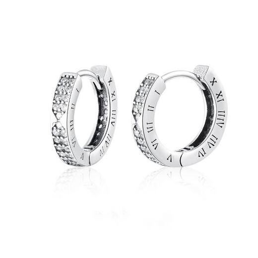 QMXD Roman numeral earrings for men, trendy hip-hop niche, high-end boys' earrings, single, handsome Internet celebrity earrings, earrings, single