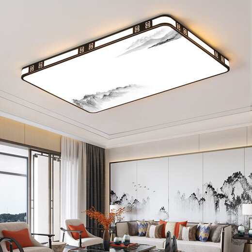 蓝彩和农村客厅大灯照明灯大气流行中山主灯灯具薄2024新款佛山灯具广东 中式山水画120*80cm白光升级超亮