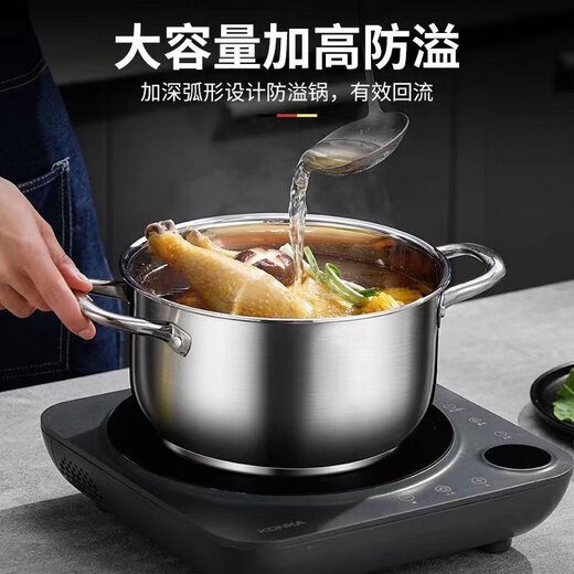 Jingyan stainless steel steamer two-layer steamer soup pot hot pot integrated steamer steamer steamed buns steamed buns induction cooker gas pot double-layer multi-functional steamer extra thick 24cm food grade stainless steel丨energy-concentrated bottom does not pick up the stove