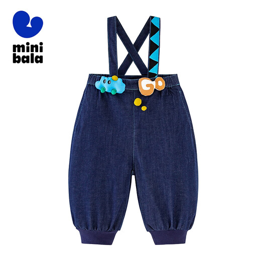 Mini Bala soft denim boys and girls jeans baby fashion overalls bloomers denim dark blue 88301 80