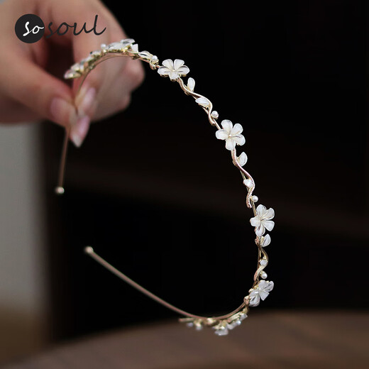 SO SOUL retro all-match pearl butterfly high-end headband female forest style super fairy pressure hairpin fine headband hair accessories butterfly love interval pearl headband