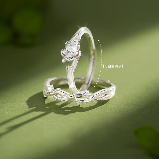 Bai Qixin couple's ring platycodon flower high-end adjustable confession proposal anniversary gift for boyfriend and girlfriend gift box platycodon couple's ring
