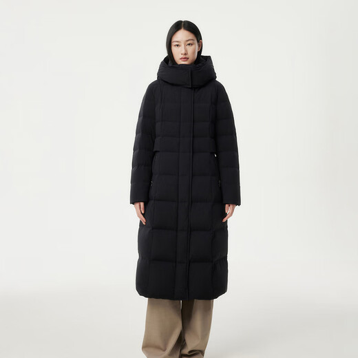 Tambor Down Jacket Women's Long Over-the-Knee Waist Hooded Autumn and Winter Business Warm Jacket 530872Z Black 180