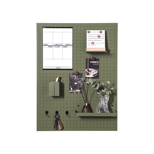 Green wrought iron hole board storage artifact wall standing shelf study entrance hall Morandi color hole board green medium plate package one