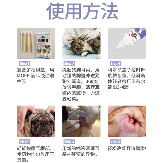MOFEI Ear Drops Florfenicol Universal Ear Cleaning for Dogs and Cats Pet Cats Ear Liquid Ear Bleaching to Remove Ear Mites Ear Cleaning Liquid Florfenicol Highly Recommended Ear Drops + Cleaning Solution for Dogs and Cats