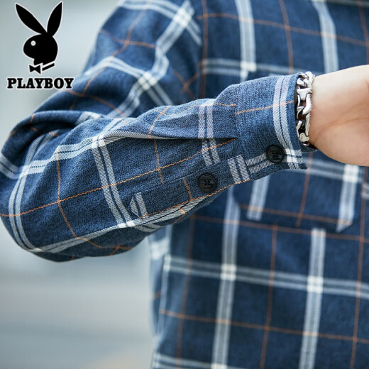 Playboy (PLAYBOY) long-sleeved shirt men's loose spring and summer trendy plaid shirt men's casual shirt jacket