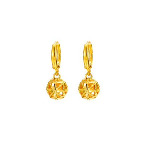 DL 1998 Fat Donglai same style 18K gold earrings transfer beads wedding gift new 24k gold-covered earrings 18k gold color ears gold 1 pair