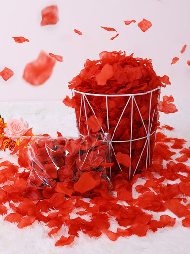 Xikile simulated rose petals wedding confession decoration proposal romantic atmosphere wedding room decoration Valentine's Day proposal supplies red simulation petals 1200 pieces (non-woven fabric)