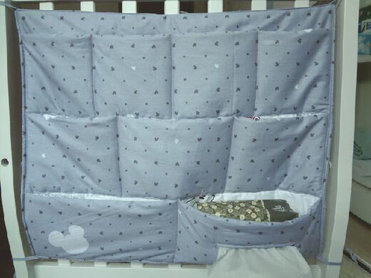
MEXUEER pure cotton crib storage bag bedside hanging bag diaper bag storage bag multi-color bedding bed curtain Planet