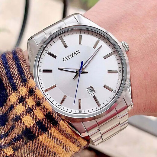 CITIZEN watch men's quartz movement series luminous waterproof watch date display men's watch birthday gift BI1030-53A silver plate steel belt