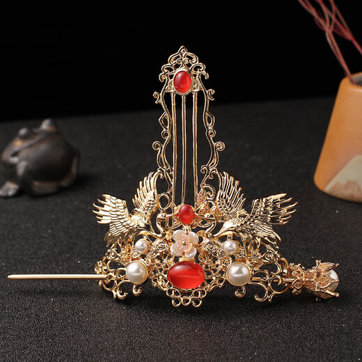 Yinmi (ENRMIIV) ancient style hair crowns, Hanfu accessories, hairpins and cranes, simple hairpins, ancient costume hair accessories, hair ornaments, a complete set of hair crowns, crane silver set