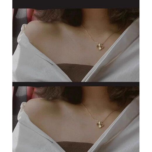 Junpo counter 18K gold four-leaf clover necklace women's laser model AU750 color gold clavicle chain pendant Valentine's Day gift laser gold necklace