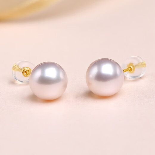 Queen of Pearls 18k gold akoya seawater pearl earrings strong light high-end small light bulb earrings birthday gift for women